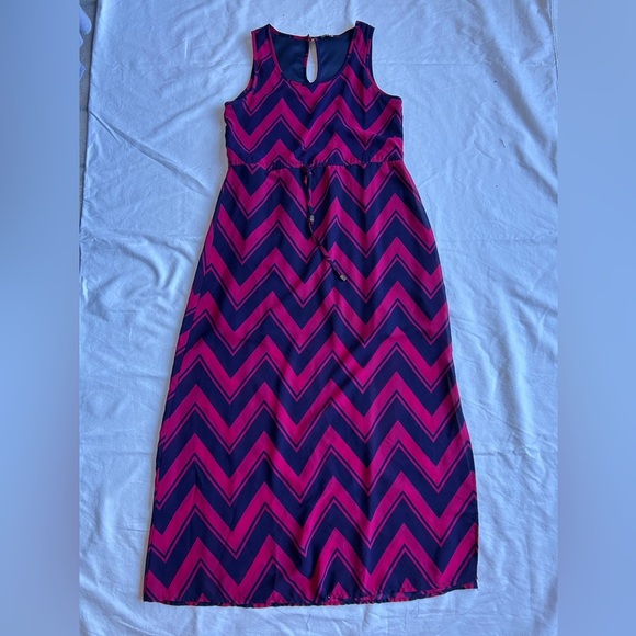 Indulge chevron print maxi dress Sz L - Picture 1 of 7